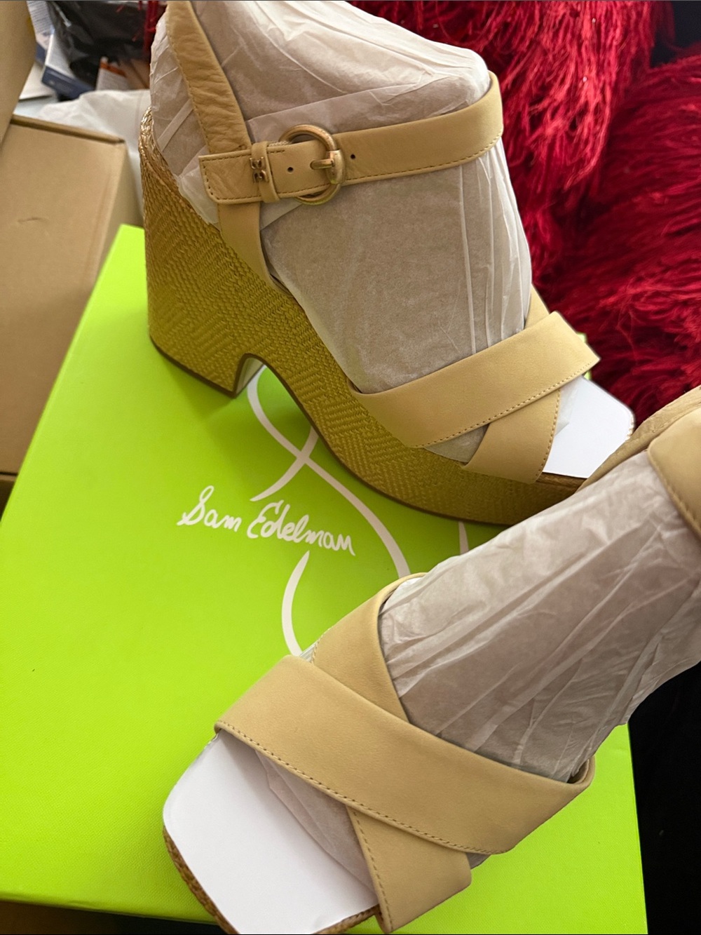Sam Edelman Tan Platform Wedge Sandals